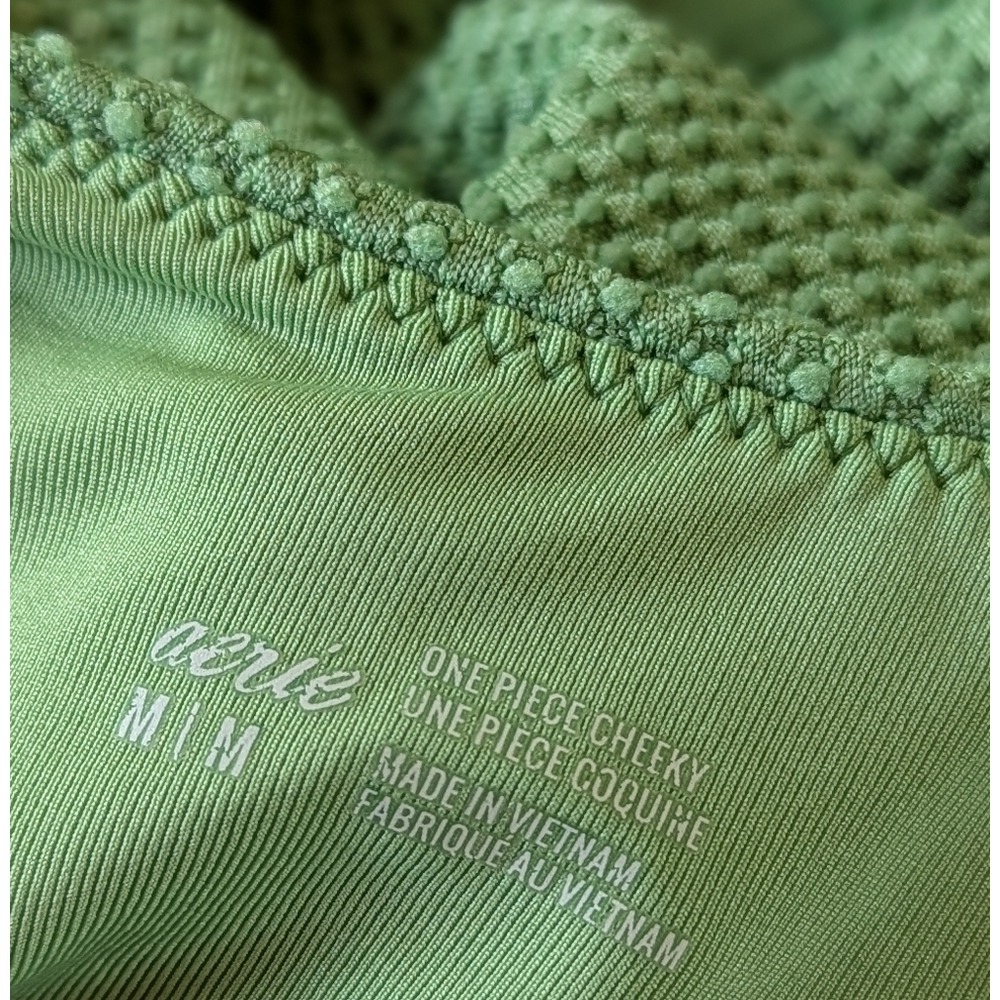 Aerie Scoop Back Textured Waffle Knit One Piece Swimsuit Sz M - Picture 5 of 8